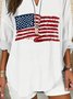 V-Ausschnitt Langarm Amerika-Flagge Regelmäßig Mikroelastizität Regelmäßige Passform Bluse für Damen