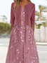 Damen Gestreift Sommer Kleid Rundhals Kurzarm A-Linien-Kleid