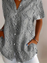 Hemdkragen Kurzarm Geblümt Print Regelmäßig Mikroelastizität Weit Knopfhemd Bluse für Damen