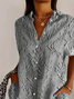 Hemdkragen Kurzarm Geblümt Print Regelmäßig Mikroelastizität Weit Knopfhemd Bluse für Damen