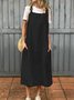 Damen Unifarben Sommer Kleid Spaghettiträger Gallus Unterhose Kleid H-Linie Kleid