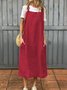 Damen Unifarben Sommer Kleid Spaghettiträger Gallus Unterhose Kleid H-Linie Kleid