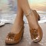 Lässig Unifarben Verstellbare Schnalle Niedrig Peep-Toe-Sandalen