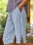 Damen Gestreift Fünfte Hose Hose Lässig Sommer Hose