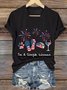 Lässig Amerika-Flagge V-Ausschnitt Kurzarm T-Shirt
