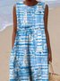 Damen Meer Sommer Kleid Rundhals Ärmellos A-Linien-Kleid
