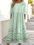 Damen 3d Drucken Rundhals Halbarm Bequem Retro Maxikleid