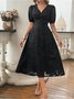 Damen Geblümt Sommer Kleid V-Ausschnitt Kurzarm A-Linien-Kleid
