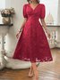 Damen Geblümt Sommer Kleid V-Ausschnitt Kurzarm A-Linien-Kleid