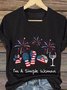 Lässig Amerika-Flagge V-Ausschnitt Kurzarm T-Shirt