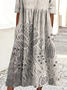 Damen Geblümt Sommer Kleid Rundhals Kurzarm A-Linien-Kleid