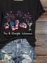 Lässig Amerika-Flagge V-Ausschnitt Kurzarm T-Shirt