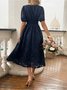 Damen Geblümt Sommer Kleid V-Ausschnitt Kurzarm A-Linien-Kleid