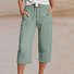 Damen Unifarben Caprihosen Hose Lässig Sommer Hose
