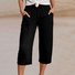Damen Unifarben Caprihosen Hose Lässig Sommer Hose