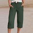 Damen Unifarben Caprihosen Hose Lässig Sommer Hose