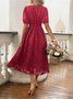 Damen Geblümt Sommer Kleid V-Ausschnitt Kurzarm A-Linien-Kleid