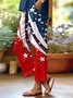 Damen Amerika-Flagge Lang Hose Lässig Frühling/Herbst Hose
