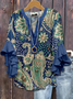 V-Ausschnitt Halbarm Paisley Regelmäßig Mikroelastizität Regelmäßige Passform Bluse für Damen