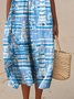 Damen Meer Sommer Kleid Rundhals Ärmellos A-Linien-Kleid