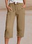 Damen Unifarben Caprihosen Hose Lässig Sommer Hose