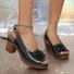 Lässig Unifarben Verstellbare Schnalle Niedrig Peep-Toe-Sandalen