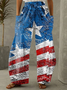 Damen Amerika-Flagge Lang Hose Lässig Frühling/Herbst Hose