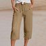 Damen Unifarben Caprihosen Hose Lässig Sommer Hose