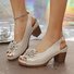 Lässig Unifarben Verstellbare Schnalle Niedrig Peep-Toe-Sandalen
