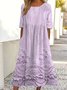 Damen 3d Drucken Rundhals Halbarm Bequem Retro Maxikleid