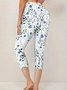 Lässig Geblümt Caprihosen Elastische Taille Print Hose