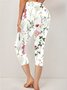 Lässig Geblümt Caprihosen Elastische Taille Print Hose