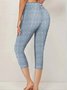 Damen Gestreift Caprihosen Elastische Taille Hose Lässig Sommer Hose