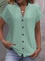 Lässig Polka Dots V-Ausschnitt Kurzarm T-Shirt
