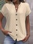 Lässig Polka Dots V-Ausschnitt Kurzarm T-Shirt