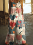 Damen Geometrisch Rundhals Ärmellos Lässig Sommer Baumwolle Jumpsuit