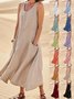 Damen Unifarben Sommer Nahtverarbeitung Kleid Rundhals Ärmellos Passen & Flare Kleid A-Linien-Kleid