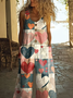 Damen Geometrisch Rundhals Ärmellos Lässig Sommer Baumwolle Jumpsuit