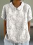 Lässig Geometrisch Stehkragen Kurzarm T-Shirt