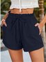 Lässig Unifarben Normal Tunnelzug Gerade Hosen Shorts