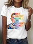 Lässig Textbriefe Rundhals Kurzarm T-Shirt
