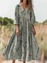 Damen Geblümt Sommer Kleid Rundhals Halbarm H-Linie Kleid