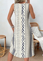 Damen Geometrisch Sommer Kleid Rundhals Ärmellos Tanktop A-Linien-Kleid