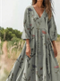 Damen Geblümt Sommer Kleid Rundhals Halbarm H-Linie Kleid