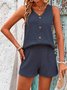 Damen Unifarben Geprägt Zweiteiliges Set Täglich Ärmellos Lässig Sommer Bluse mit Hose Matching Set