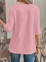 Rundhals Dreiviertelärmel Unifarben Regelmäßig Mikroelastizität Regelmäßige Passform Bluse für Damen