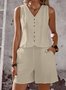 Damen Unifarben Zweiteiliges Set Täglich Ärmellos Lässig Sommer Bluse mit Hose Matching Set