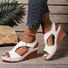 Retro Unifarben Verstellbare Schnalle Blockabsatz Peep-Toe-Sandalen