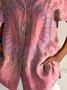 Hemdkragen Kurzarm Geometrisch Regelmäßig Mikroelastizität Regelmäßige Passform Bluse für Damen