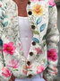 Damen Gestrickt 3d Drucken Langarm Bequem Retro Strickjacke